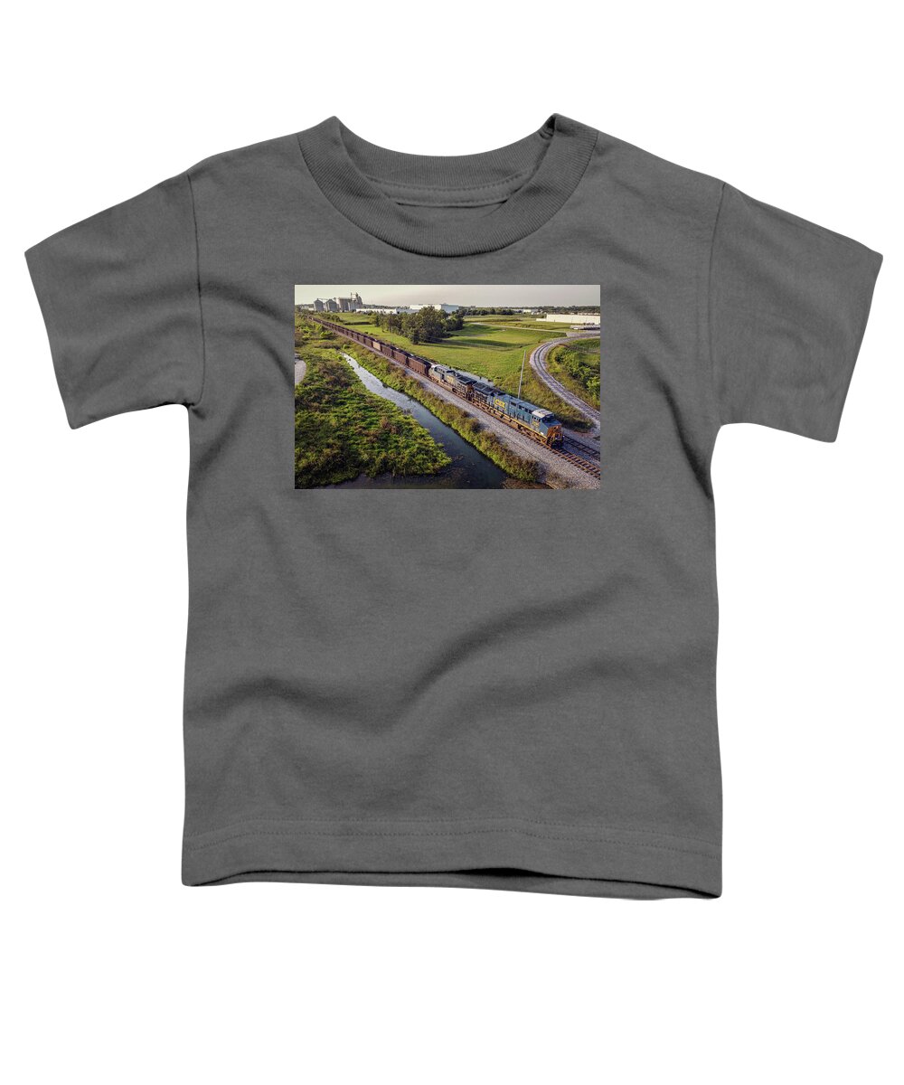 Railroad Toddler T-Shirt featuring the photograph CSXT 3439 And 275 Lead Loaded Coal Train CSX N040 by Jim Pearson