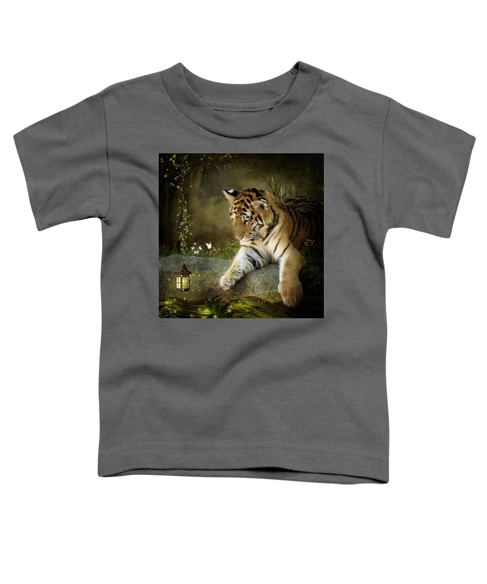 Tiger Toddler T-Shirt featuring the digital art Curiosity by Maggy Pease