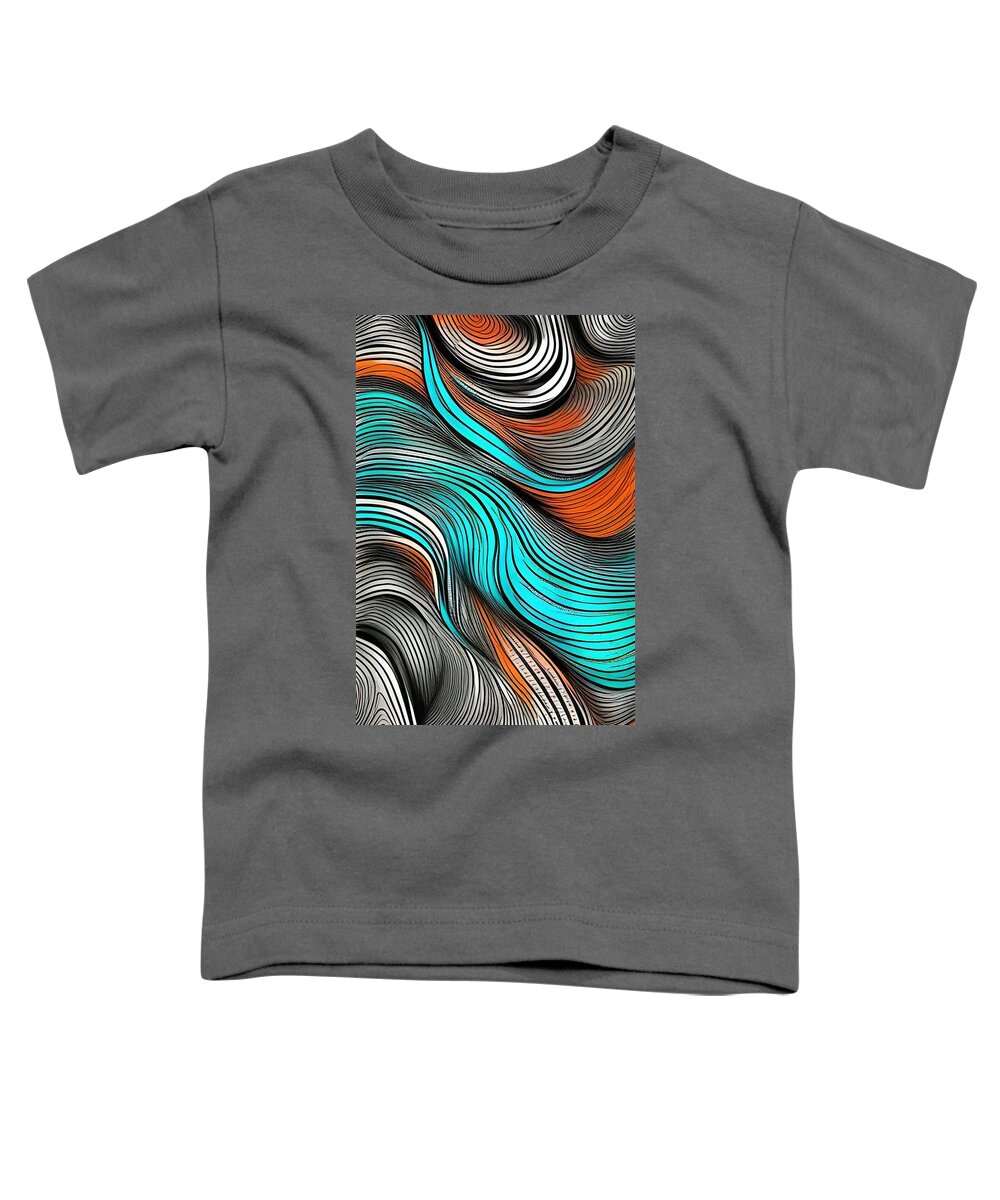 Curvy Toddler T-Shirt featuring the digital art Curvey Line Art by Bonnie Bruno