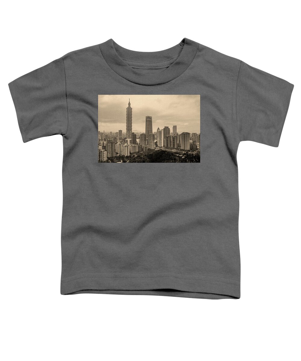 Horizontal Toddler T-Shirt featuring the painting Daguerreotype Wet Plate Collodion Print of Taipei, Taiwan by Ahmet Asar by Celestial Images