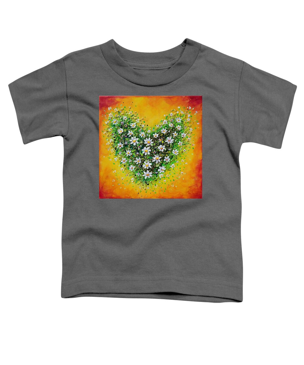 Heart Toddler T-Shirt featuring the painting Daisy Joy by Amanda Dagg