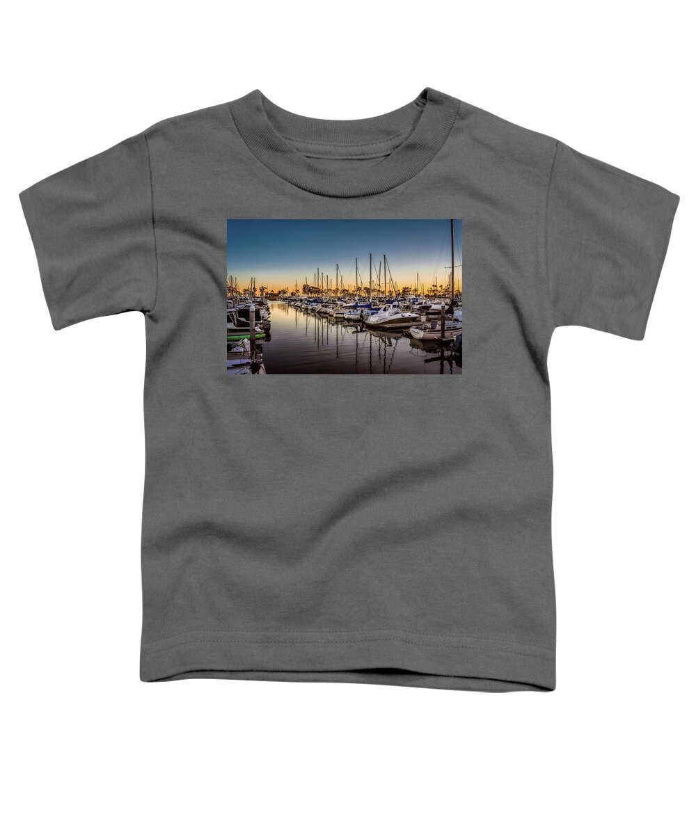 Dana Point Sunset Toddler T-Shirt featuring the photograph Dana Point Harbor at the Blue Hour by Rebecca Herranen
