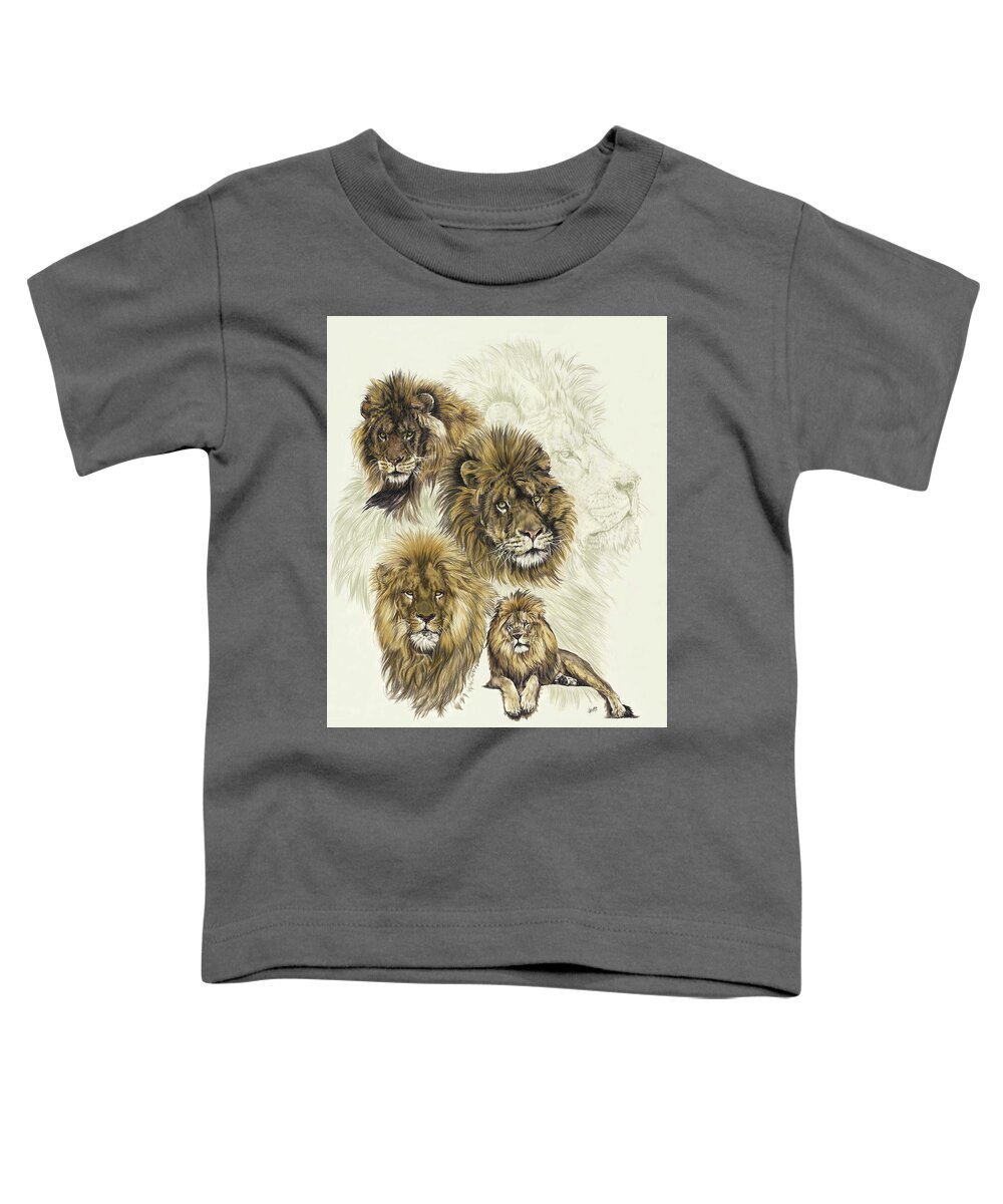 Lion Toddler T-Shirt featuring the mixed media Dauntless by Barbara Keith