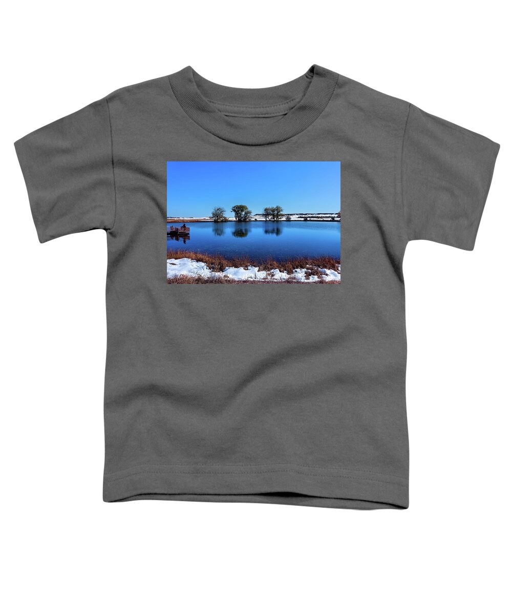 Fishing Lake Toddler T-Shirt featuring the photograph Day at the lake RP by Cathy Anderson