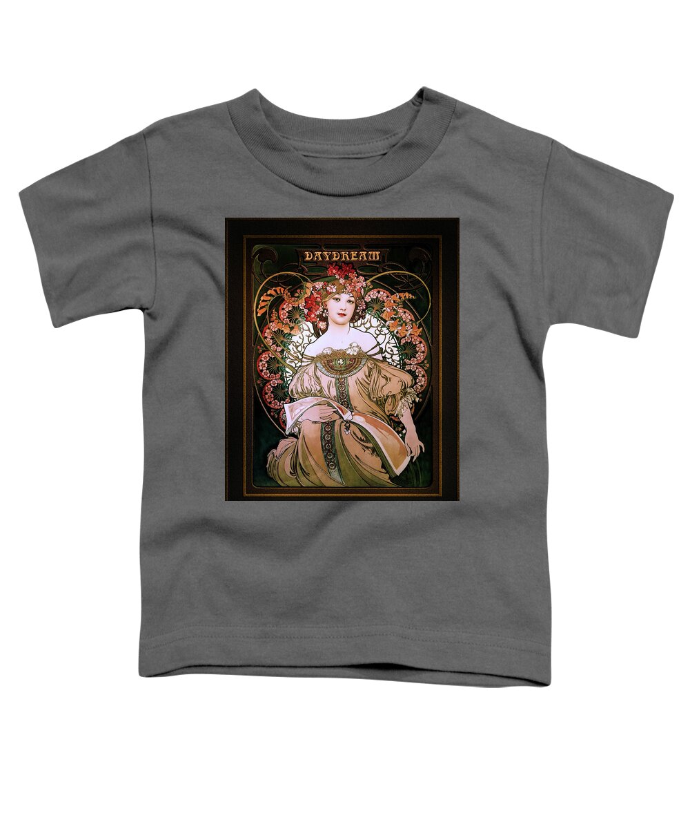 Daydream Toddler T-Shirt featuring the painting Daydream c1896 by Alphonse Mucha Remastered Retro Art Xzendor7 Reproductions by Xzendor7
