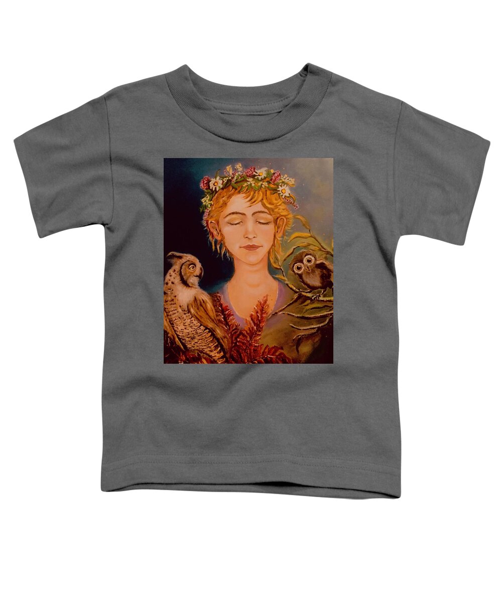 Dreaming Daydreaming Toddler T-Shirt featuring the painting Daydreaming by Lana Sylber