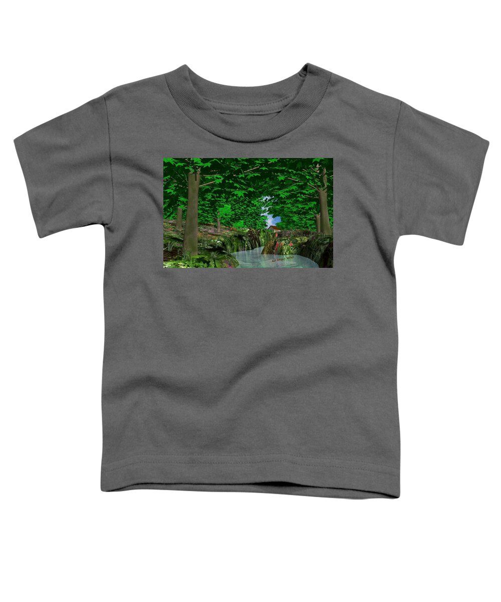 Digital Woods Summer Seasonal Toddler T-Shirt featuring the digital art Deep Woods by Bob Shimer