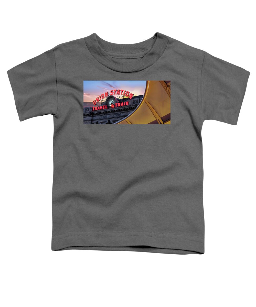 Denver Colorado Toddler T-Shirt featuring the photograph Denver Colorado Union Station Panorama by Gregory Ballos