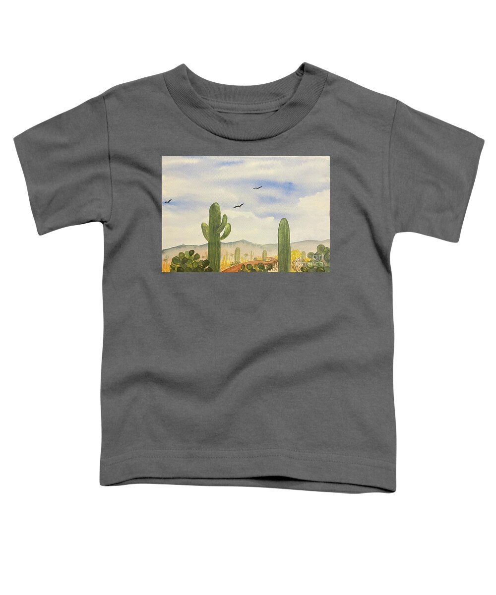 Desert Toddler T-Shirt featuring the painting Desert Path by Lisa Neuman