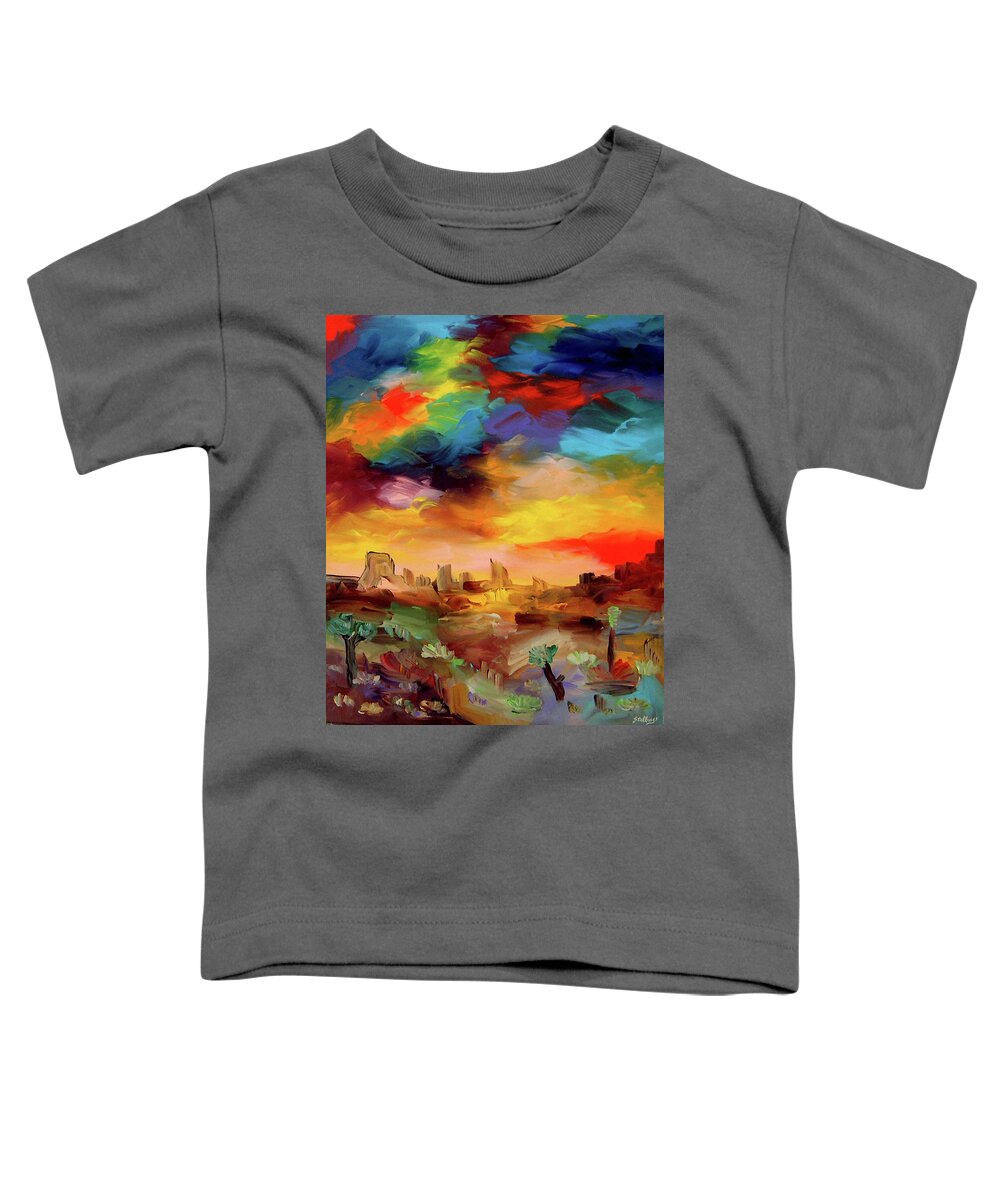 Landscape Toddler T-Shirt featuring the painting Desert Sonata by Jim Stallings