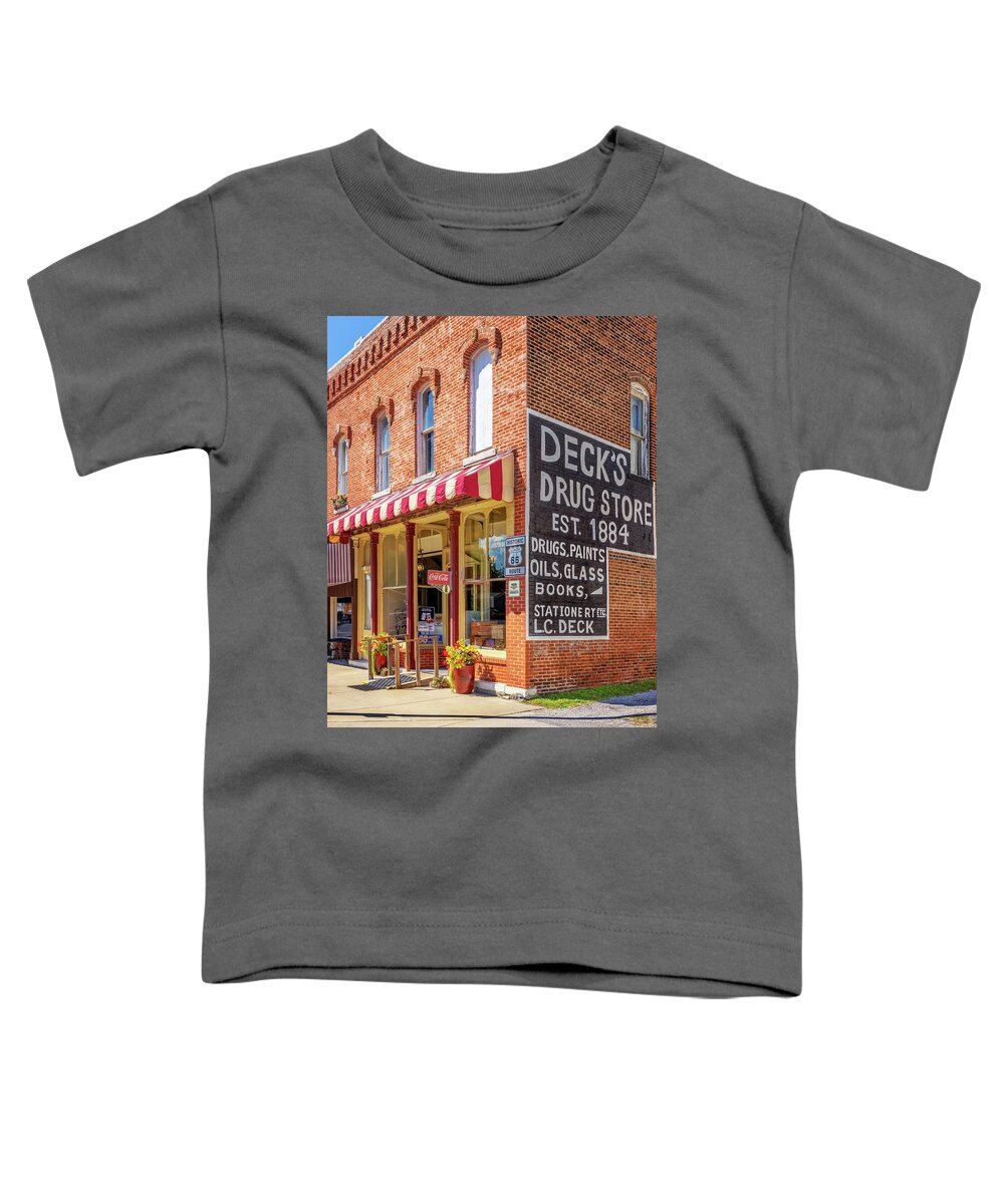 Route 66 Toddler T-Shirt featuring the photograph Doc's Just Off 66 - Girard, Illinois - Route 66 by Susan Rissi Tregoning