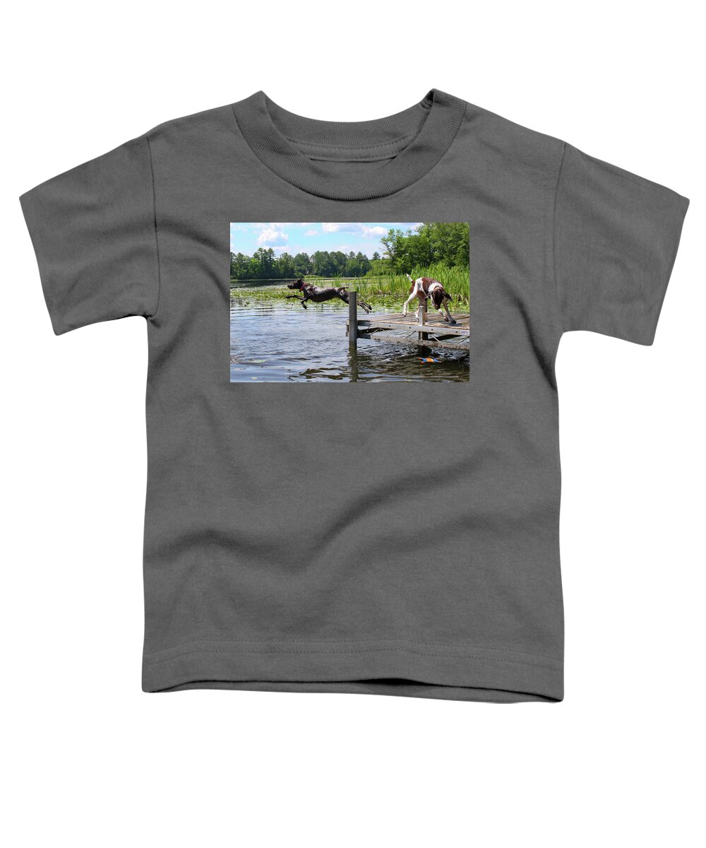 German Shorthaired Pointer Toddler T-Shirt featuring the photograph Dog Days of Summer Fun by Brook Burling