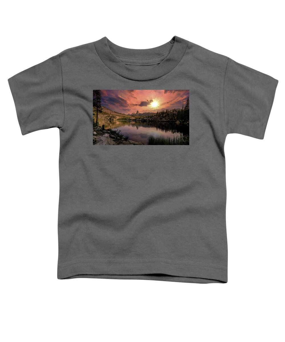 Landscape Toddler T-Shirt featuring the digital art Dollar Lake Sunset by Romeo Victor