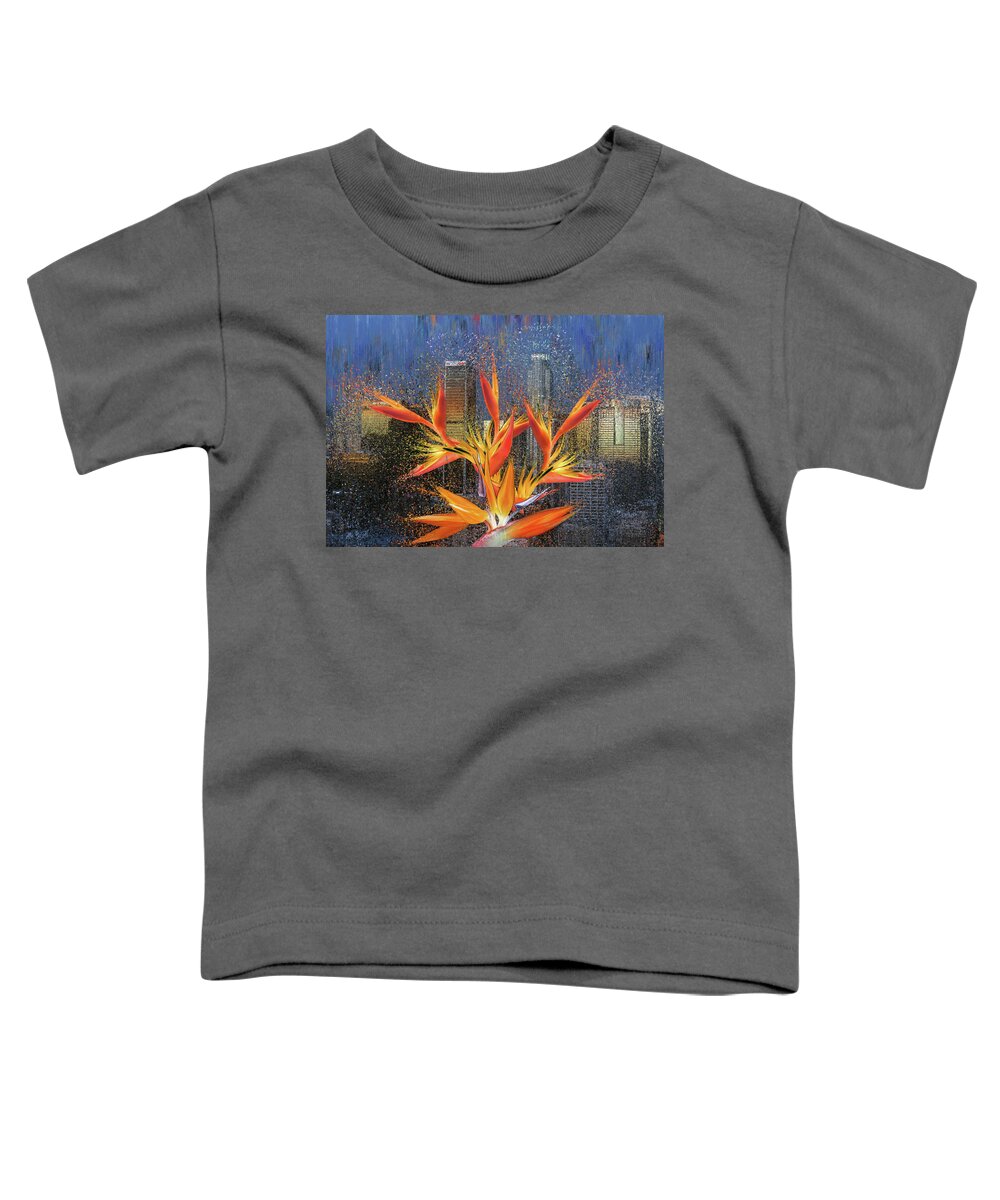 Los Angeles Toddler T-Shirt featuring the digital art Downtown Los Angeles by Alex Mir