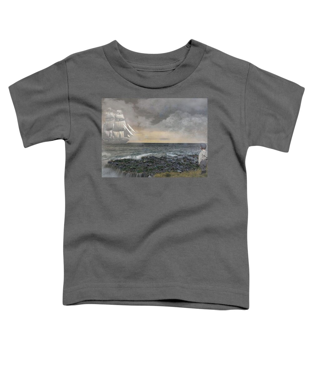 Edit This Toddler T-Shirt featuring the mixed media Dreaming of Sailing the High Seas by Teresa Trotter