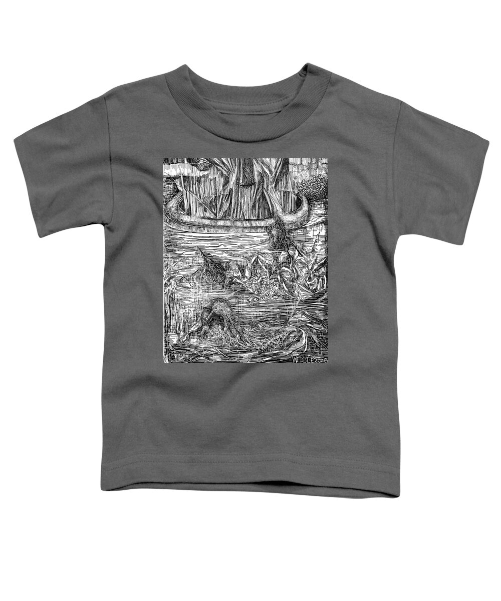 Ducks Toddler T-Shirt featuring the digital art Ducks Bathing in San Pedro Creek by Angela Weddle