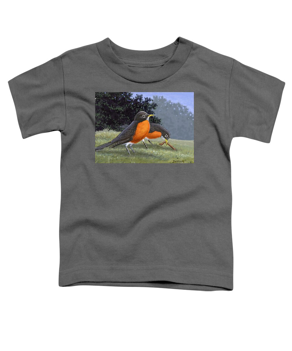 Robin Toddler T-Shirt featuring the digital art Early Birds by Richard De Wolfe