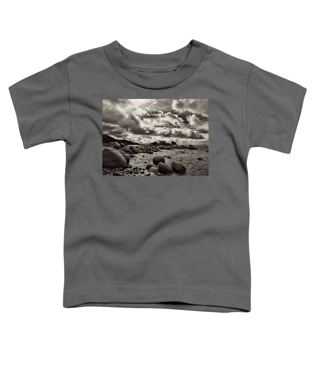 Clouds Toddler T-Shirt featuring the photograph East Shore Snow- Black and White by Martin Gollery