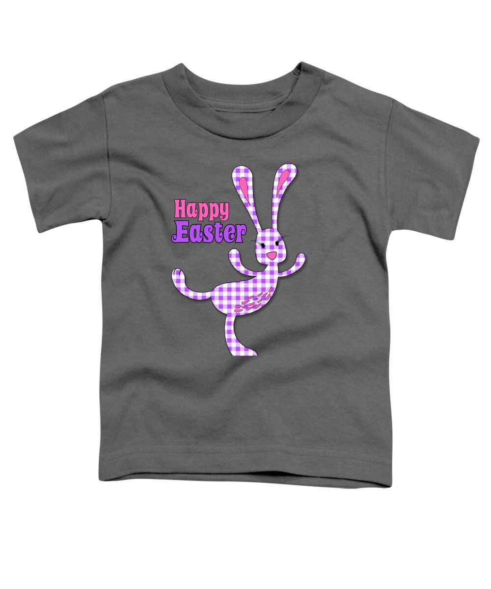 Easter Toddler T-Shirt featuring the digital art Easter Purple Gingham Bunny by Doreen Erhardt