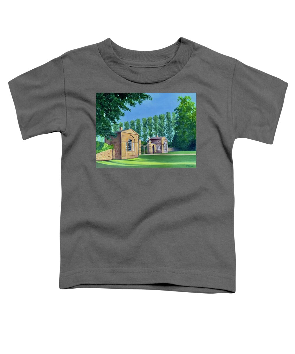 Easton Neston Lodges Toddler T-Shirt featuring the painting Easton Neston Lodges by Caroline Swan