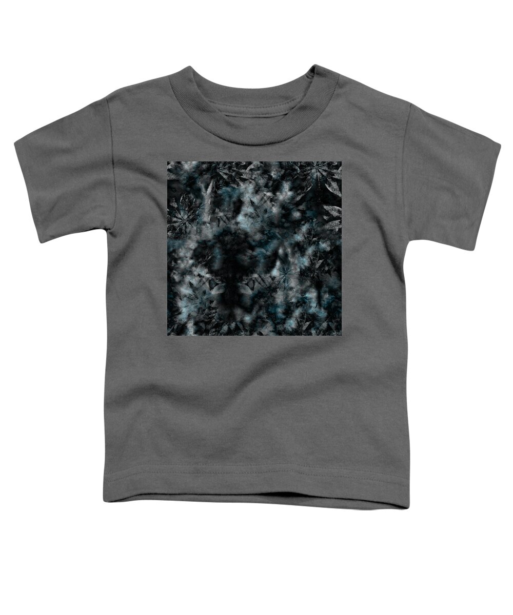 Seamless Repeat Toddler T-Shirt featuring the digital art Eco Print Maple Leaves Dark Teal by Sand And Chi