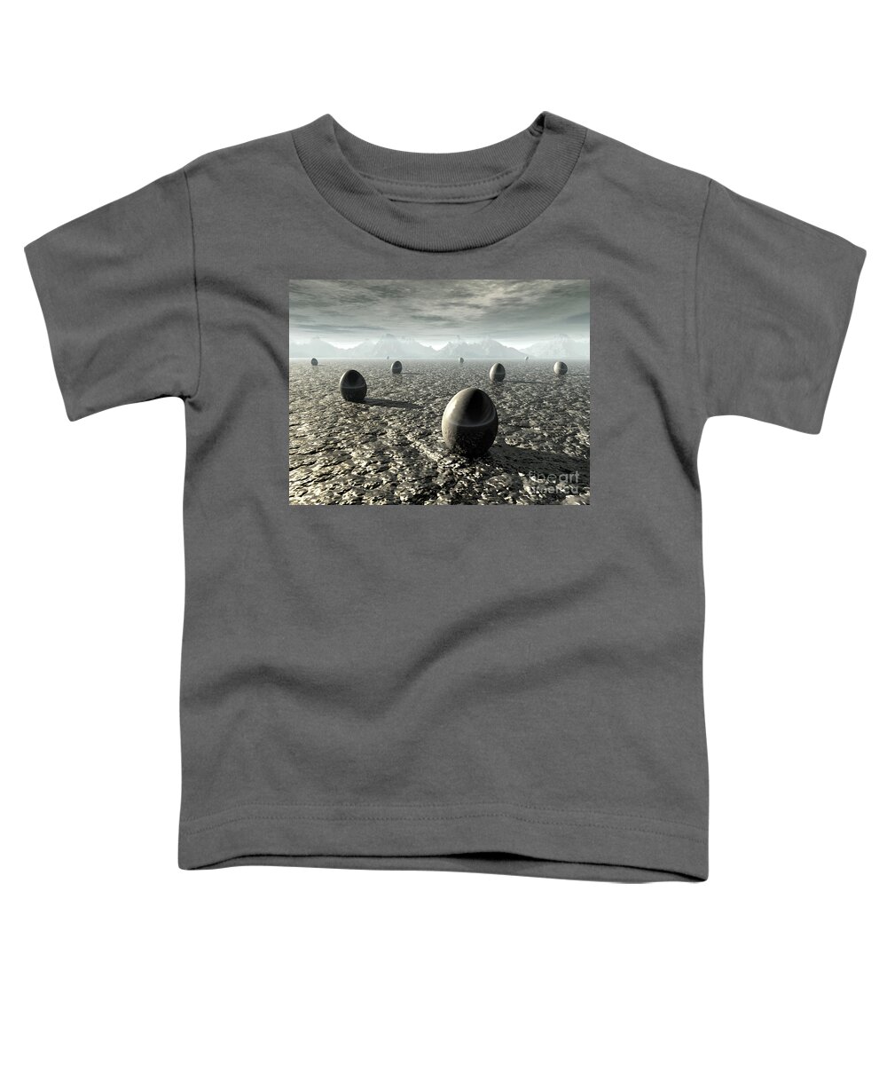 Landscape Toddler T-Shirt featuring the digital art Eggs of An Alien World by Phil Perkins
