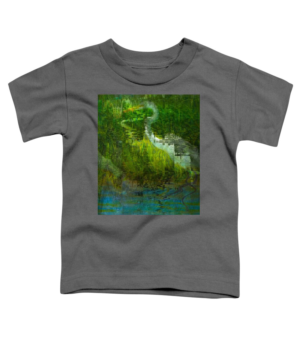 Abstract Toddler T-Shirt featuring the digital art Abstract Egret by Cordia Murphy