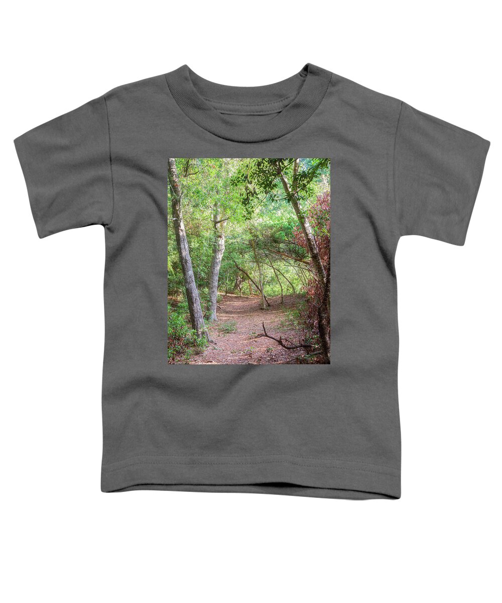 Emerald Isle Toddler T-Shirt featuring the photograph Emerald Isle Woods Trail - Early October by Bob Decker