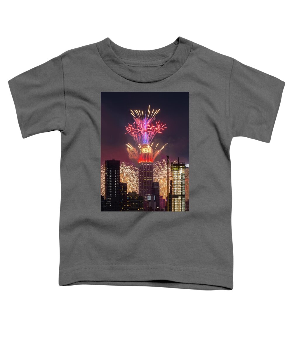 New York City Toddler T-Shirt featuring the photograph Empire State 4th of July by Susan Candelario