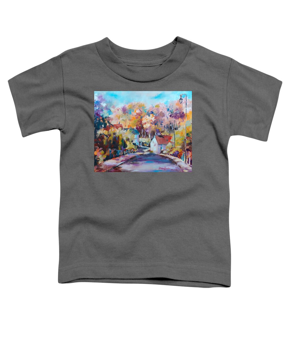 Guerard 77 Seine Et Marne Toddler T-Shirt featuring the painting Entry of village Guerard by Kim PARDON