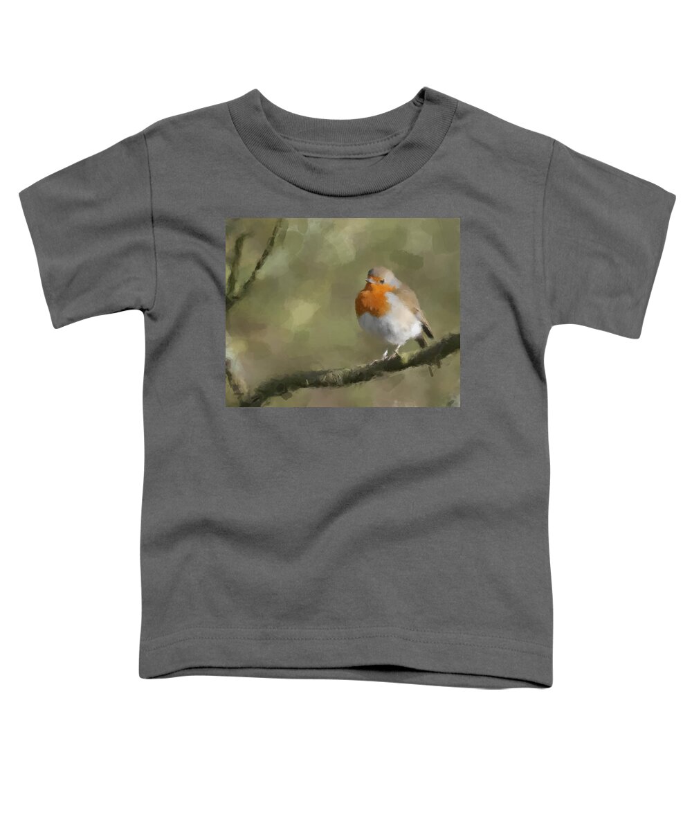 Robin Toddler T-Shirt featuring the painting European Robin by Gary Arnold