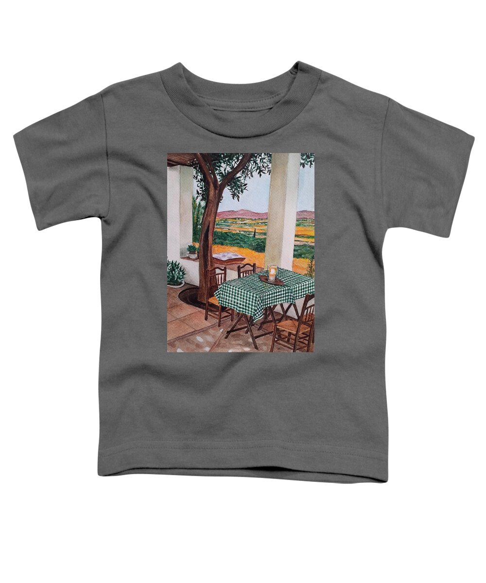 Porche Toddler T-Shirt featuring the painting Evening in the porch. Malaga. Spain by Carolina Prieto Moreno