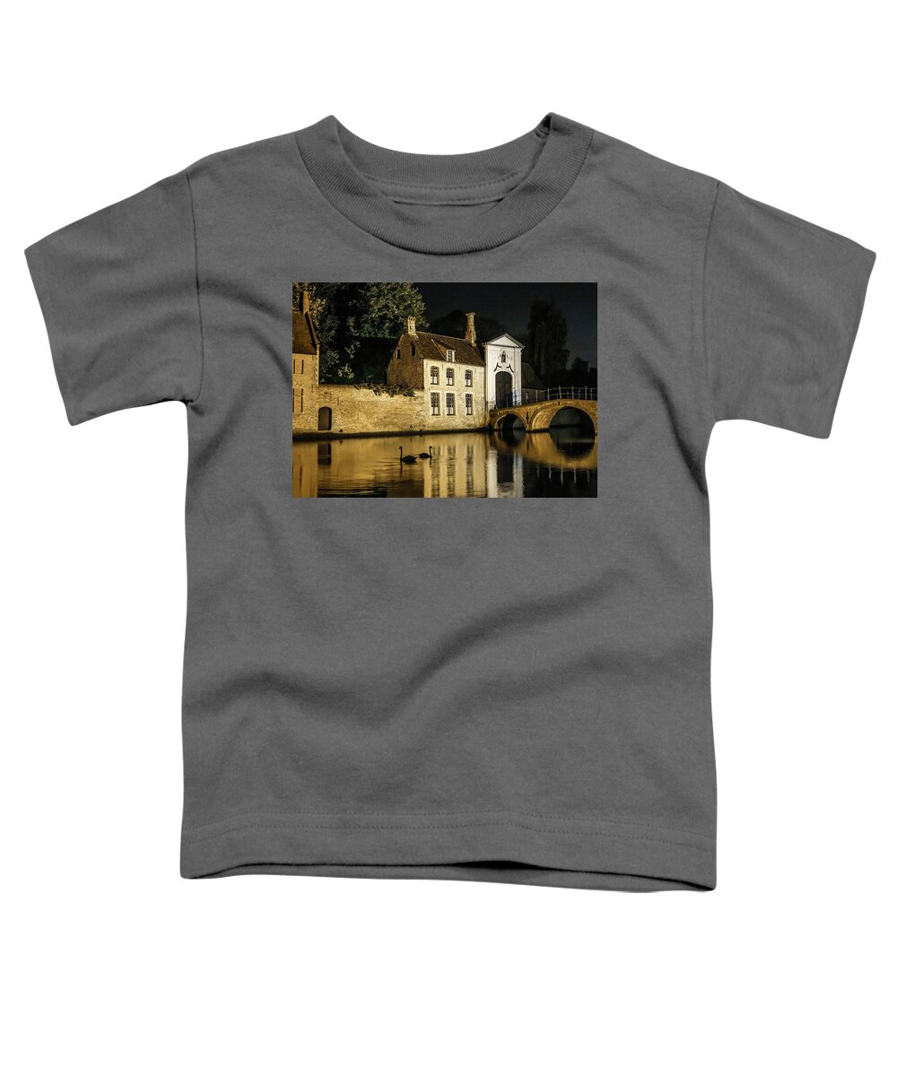 Cory Toddler T-Shirt featuring the photograph Evening Reflection, Bruges, Belgium by Tom and Pat Cory