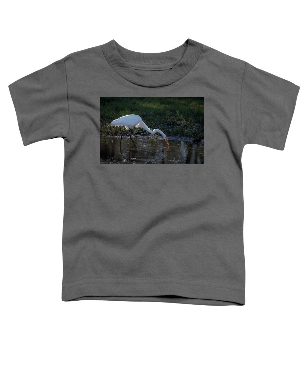 Egret Toddler T-Shirt featuring the photograph Evening Visitor by M Kathleen Warren
