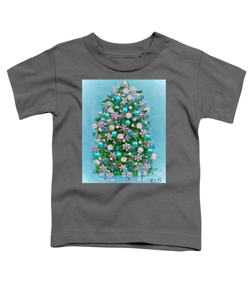 Evergreen Toddler T-Shirt featuring the painting Evergreen Tree with Crystal Angels by Rita Brown