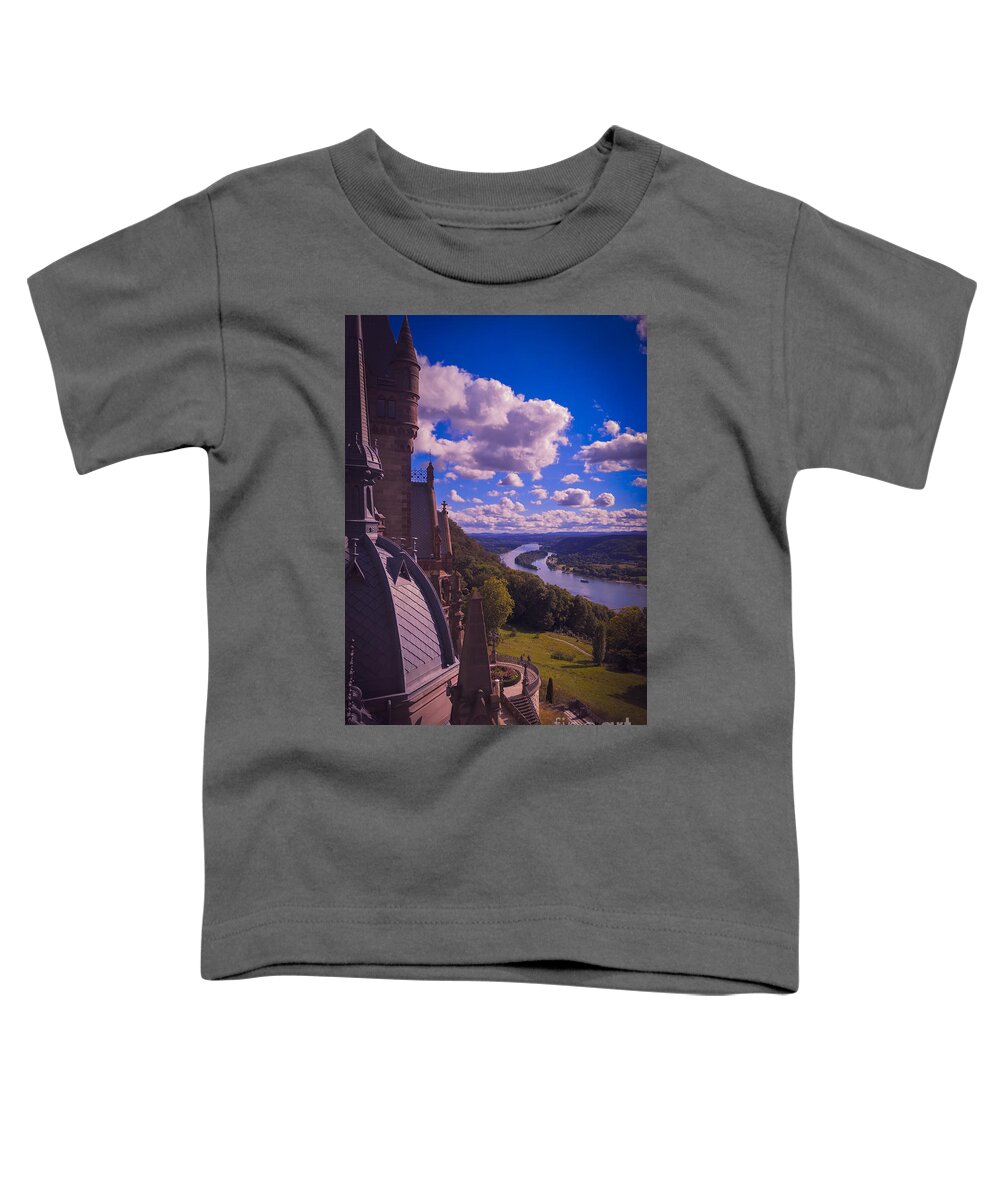 Castle Toddler T-Shirt featuring the photograph Fairy tale view of the Rheine valley from the Drachenburg castle by Mendelex Photography