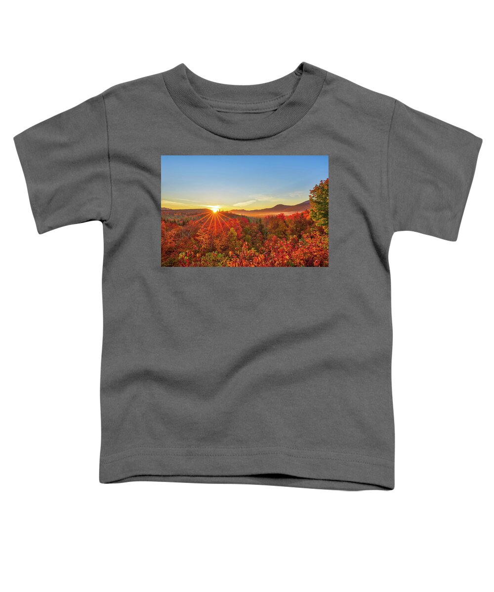 New England Nature Toddler T-Shirt featuring the photograph Fall Colors Kancamagus Highway Sunrise by Juergen Roth