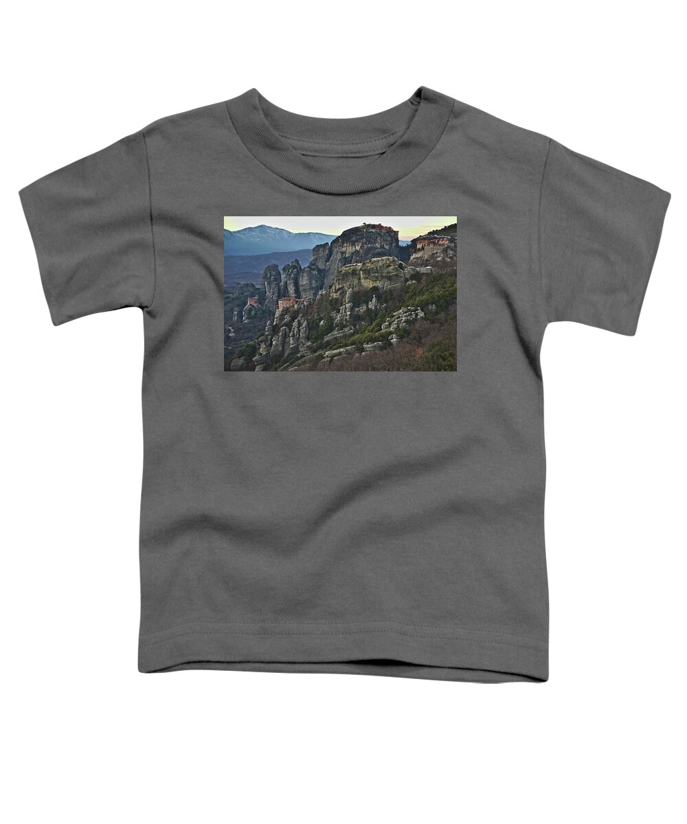 Meteora Toddler T-Shirt featuring the photograph Fall evening in Meteora by Sean Hannon