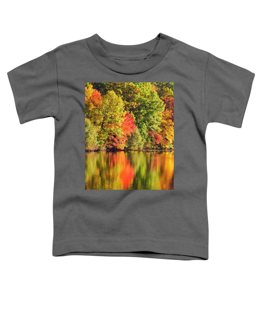 Reflections Toddler T-Shirt featuring the photograph Fall in New York Reflections 1 by Marianne Campolongo