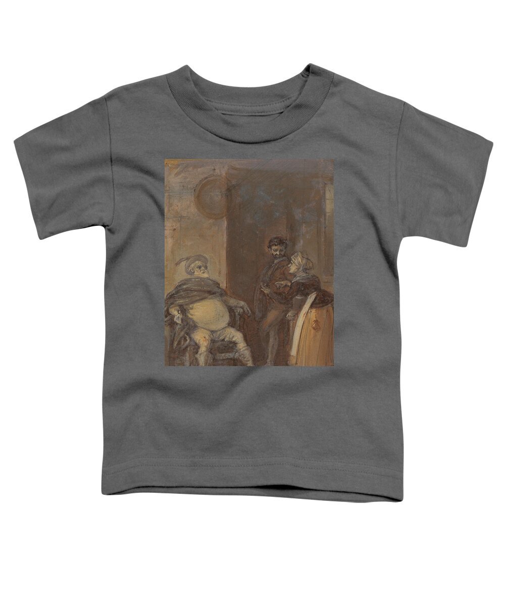 19th Century Toddler T-Shirt featuring the drawing Falstaff with Mistress Quickly and Bardolph by Robert Smirke