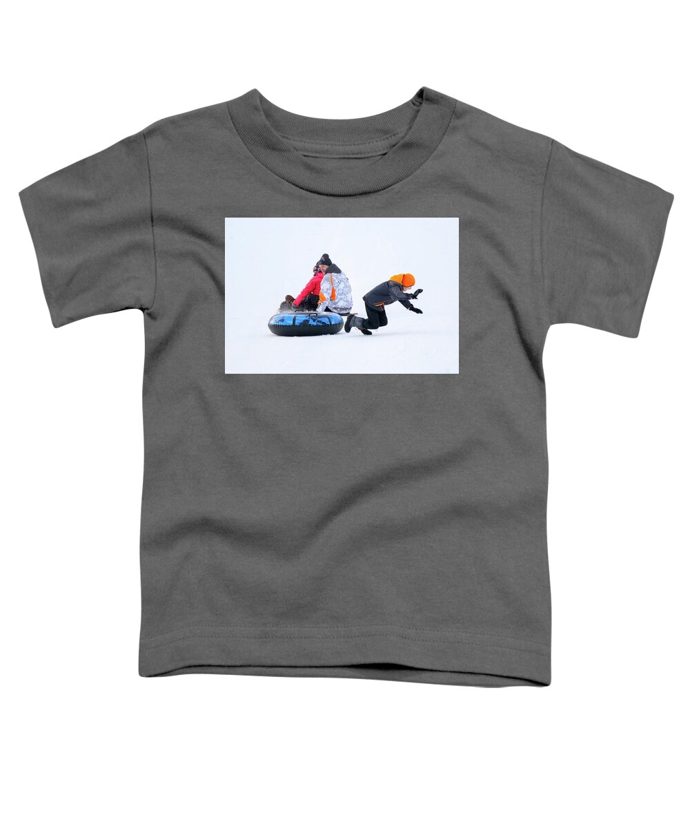Sledding Toddler T-Shirt featuring the photograph Family Sledding Fun 12 by Brook Burling