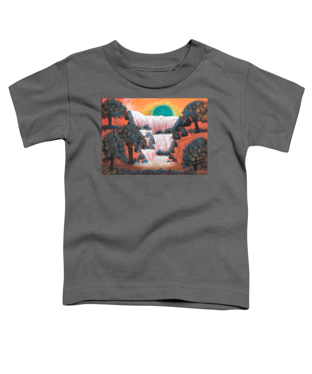 Waterfalls Toddler T-Shirt featuring the painting Fantasy Falls by Esoteric Gardens KN