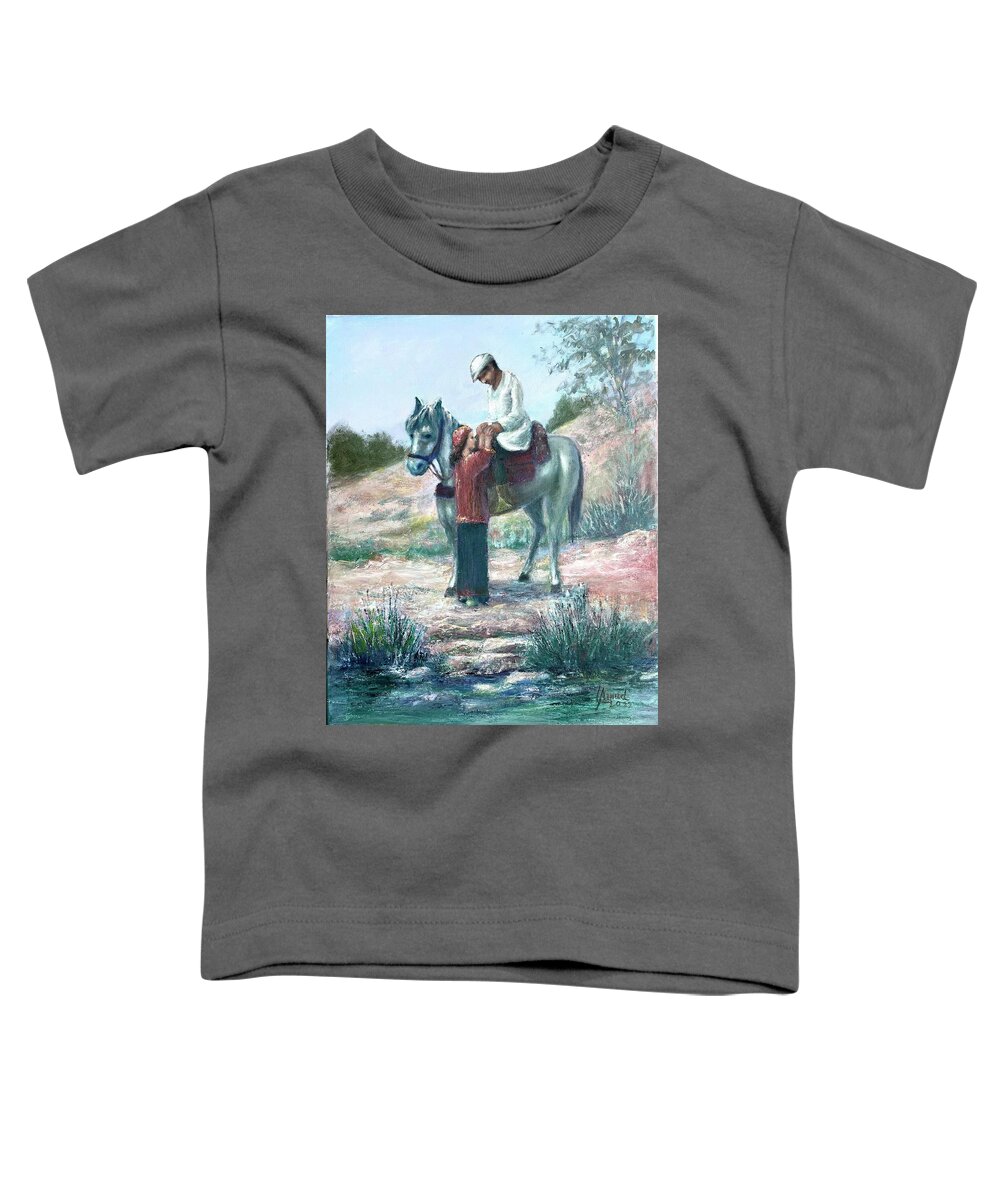 Lovers Toddler T-Shirt featuring the painting Farewell by Laila Awad Jamaleldin
