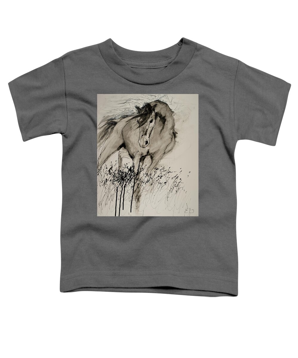 Horse Toddler T-Shirt featuring the painting Field Of Wild by Elizabeth Parashis
