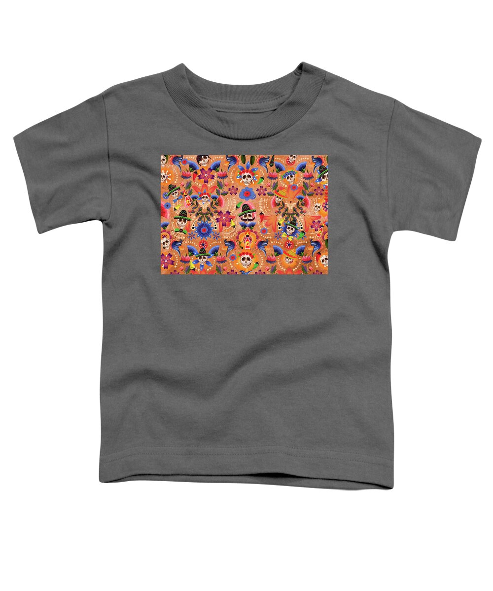 Dia De Los Muertos Toddler T-Shirt featuring the digital art Fiesta by Claudia McKinney