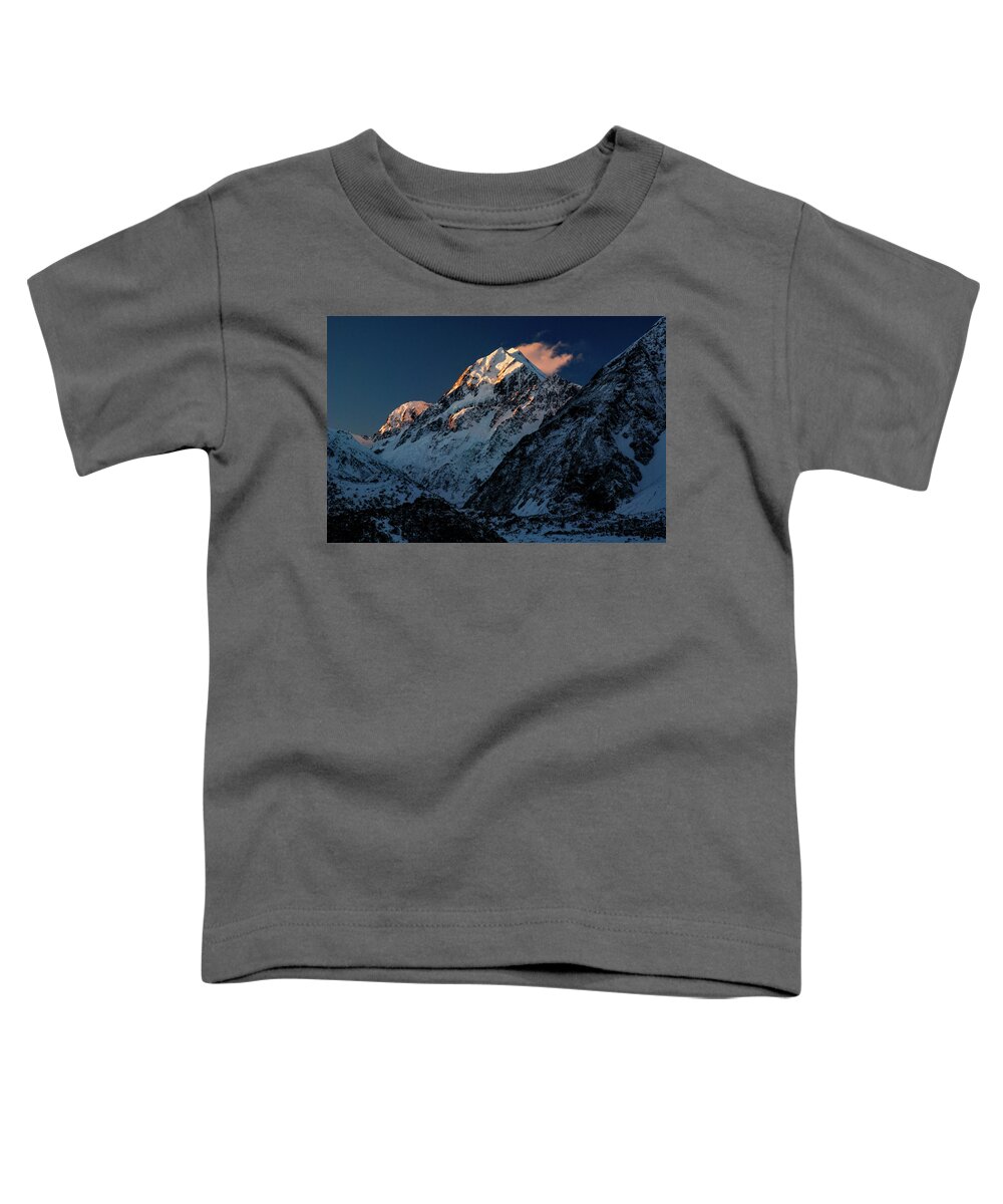 Mt Cook Toddler T-Shirt featuring the photograph Fire and Ice - Mount Cook National Park, South Island, New Zealand by Earth And Spirit