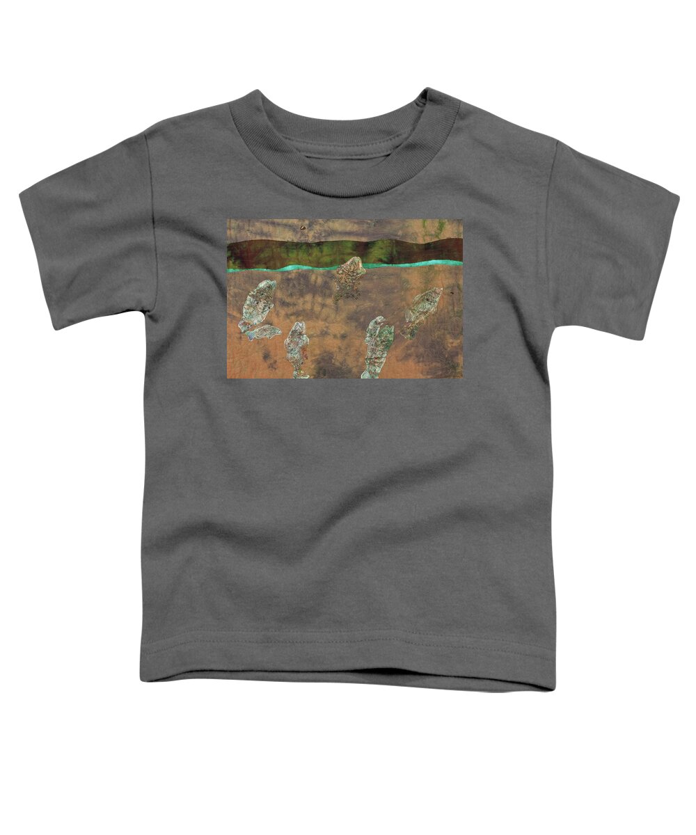 Fiber Art Toddler T-Shirt featuring the mixed media Fish and Game 3 by Vivian Aumond