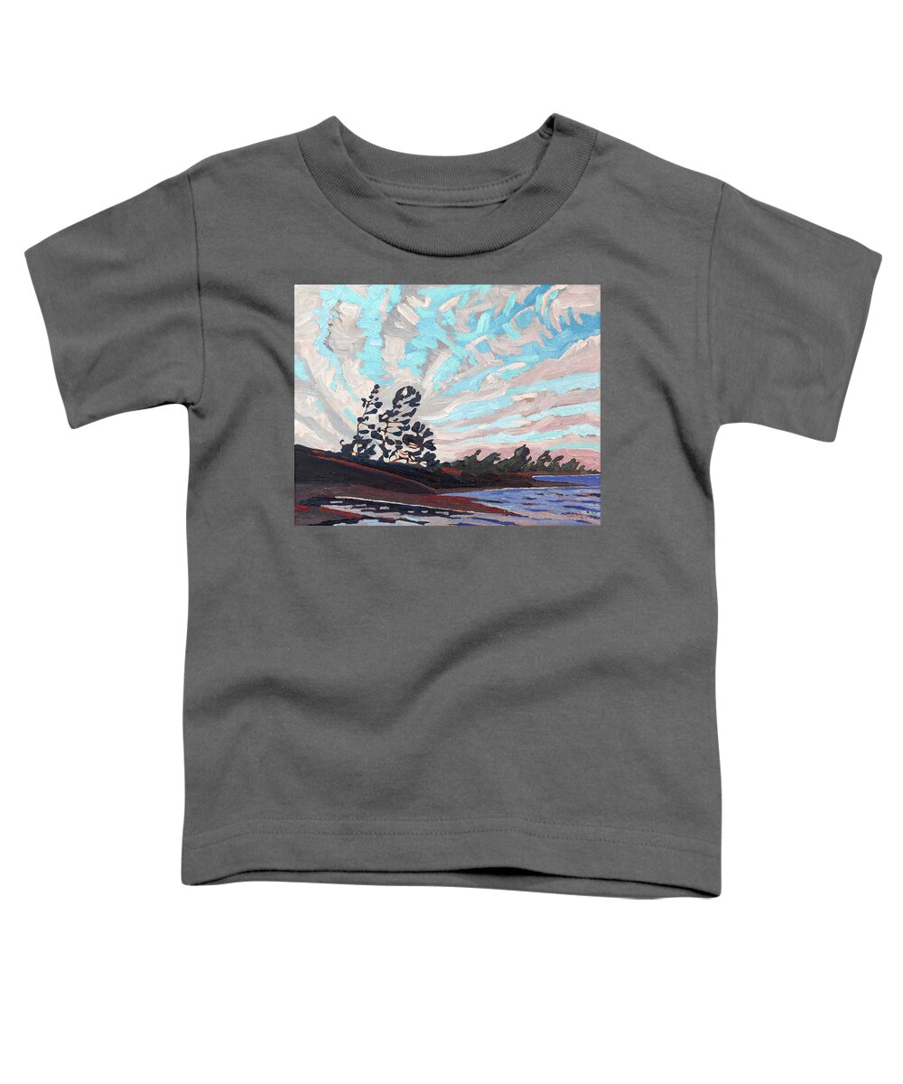 2313 Toddler T-Shirt featuring the painting Flagged Pines and Cirrus by Phil Chadwick