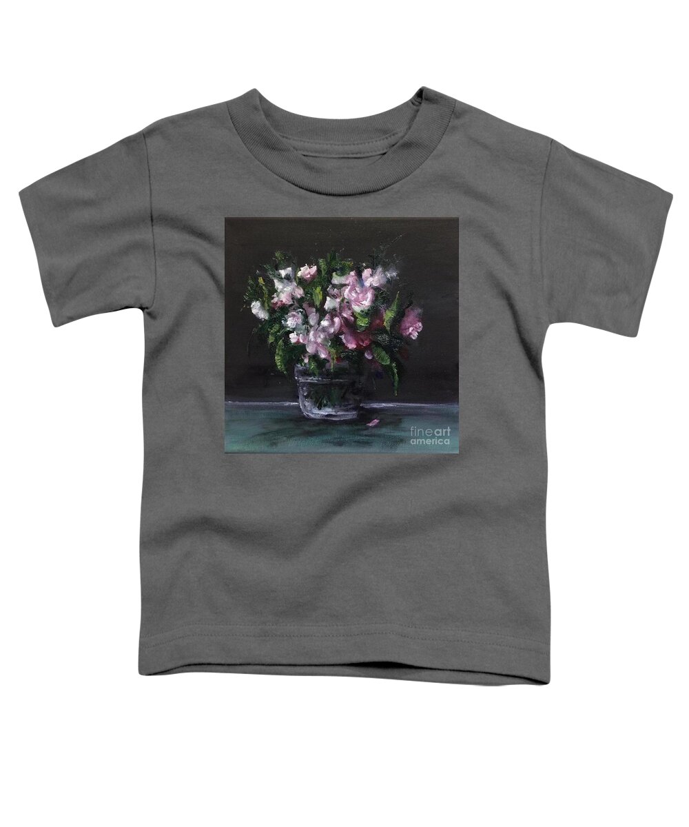 Flowers Toddler T-Shirt featuring the painting Flowers in a Glass Jar by Lizzy Forrester