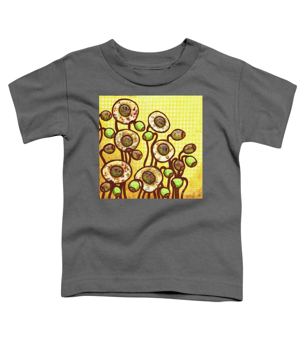 Abstract Toddler T-Shirt featuring the painting Folk Art Garden Flowers 4 by Amy E Fraser